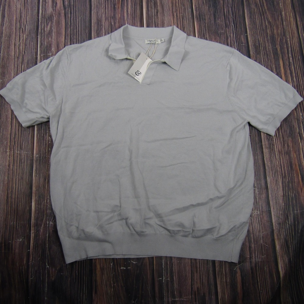 Collars & Co Sweater Mens 3XL Gray Short Sleeve Collared‎ Pullover Lightweight